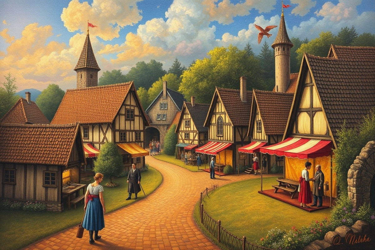 Festive Market: A Pointillist Journey