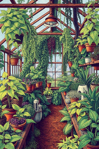 Verdant Sanctuary: A Pointillist Garden Escape