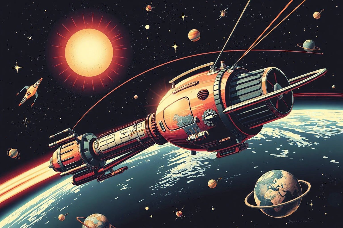 Orbital Elegance: A Retro-Futuristic Space Station