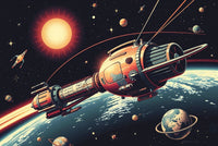 Orbital Elegance: A Retro-Futuristic Space Station