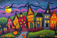 Spooky Village Folk Art Puzzle
