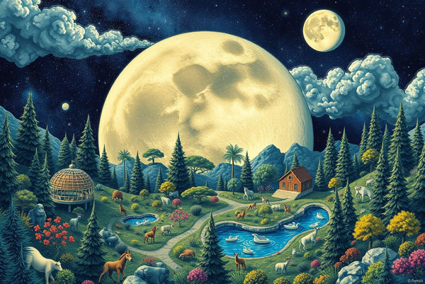 Lunar Zoo: A Cosmic Pointillist Adventure