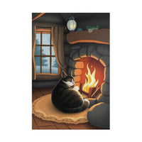 Fireside Comfort: A Cat's Cozy Retreat