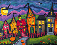 Spooky Village Folk Art Puzzle
