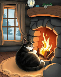 Fireside Comfort: A Cat's Cozy Retreat
