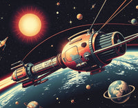 Orbital Elegance: A Retro-Futuristic Space Station