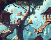 Pastel Canopy: A Whimsical Treehouse Adventure