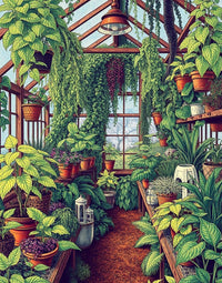 Verdant Sanctuary: A Pointillist Garden Escape