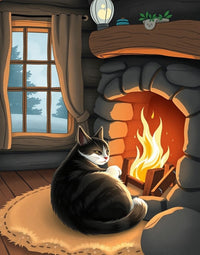 Fireside Comfort: A Cat's Cozy Retreat