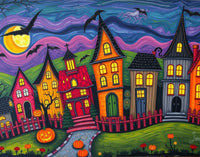 Spooky Village Folk Art Puzzle