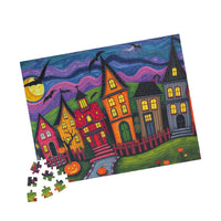 Spooky Village Folk Art Puzzle