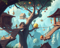 Pastel Canopy: A Whimsical Treehouse Adventure