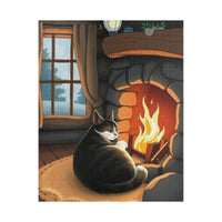 Fireside Comfort: A Cat's Cozy Retreat